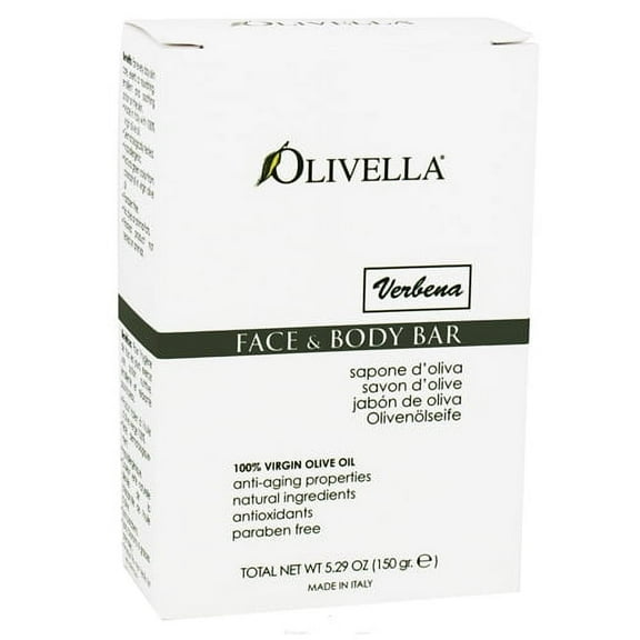 Olivella Virgin Olive Oil Face And Body Bar Soap, Verbena - 5.29 Oz