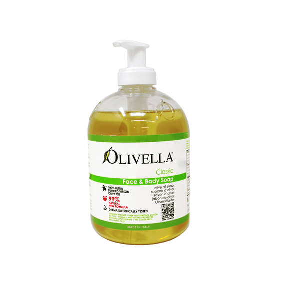 Olivella Classic Face and Body Soap with Ultra Purified Virgin Olive Oil, 16.9 FL OZ - 4 Pack