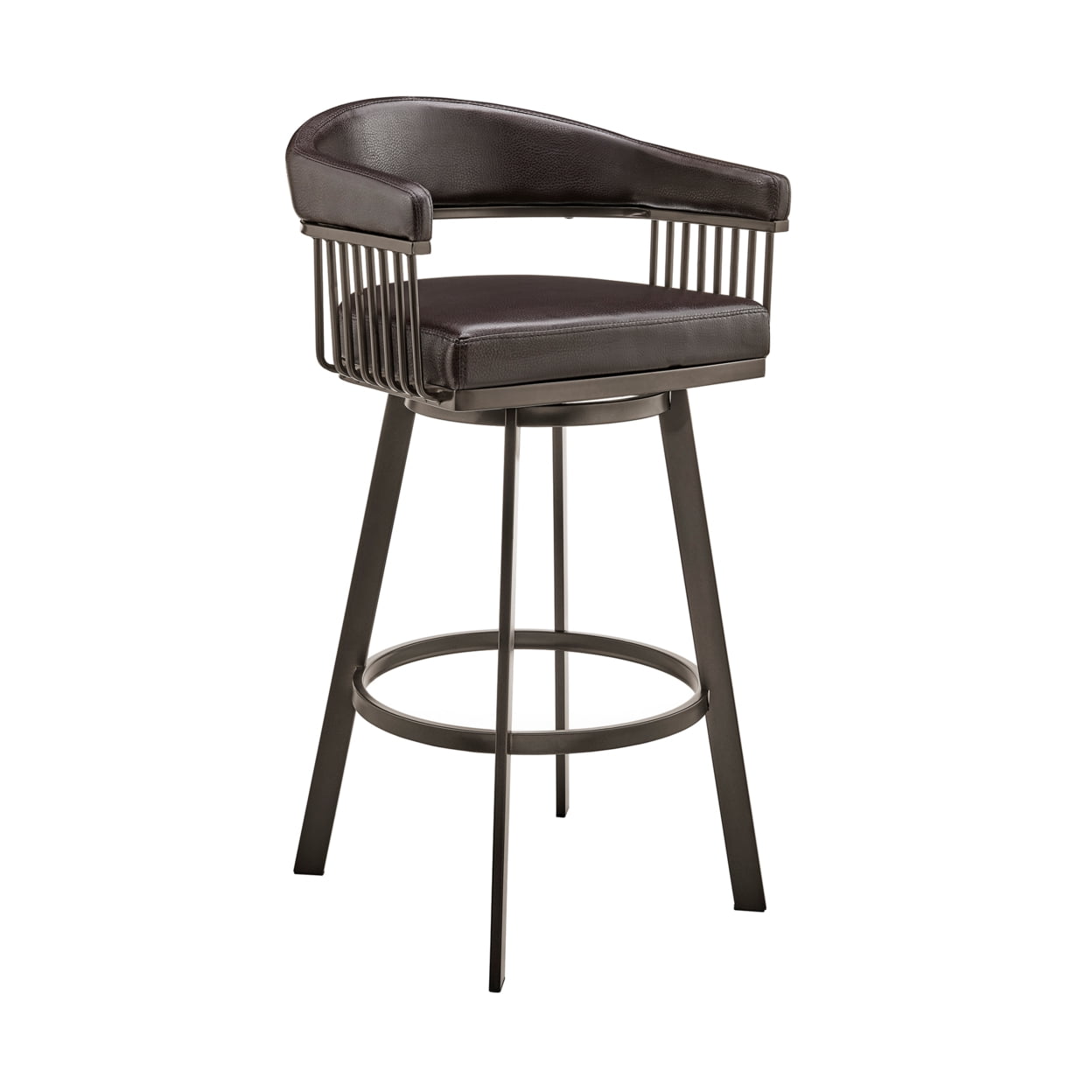 Oliver 26 Inch Dark Brown Swivel Counter Stool with Metal Legs