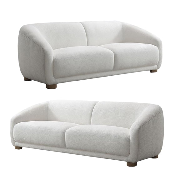Oliver 2pc Sofa and Loveseat Set- Round Sloped Arms- Soft White Boucle