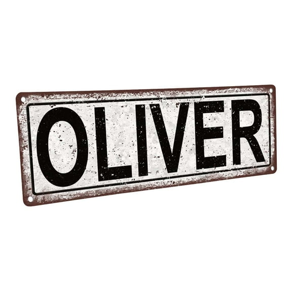 Oliver 4"x12" Metal Sign, Wall Décor for Kids Room and Nursery