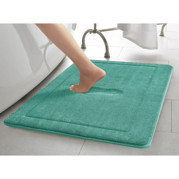 Oliver Brown Solid Print Traditional Bath Rugs, Blue, 17" x 24"