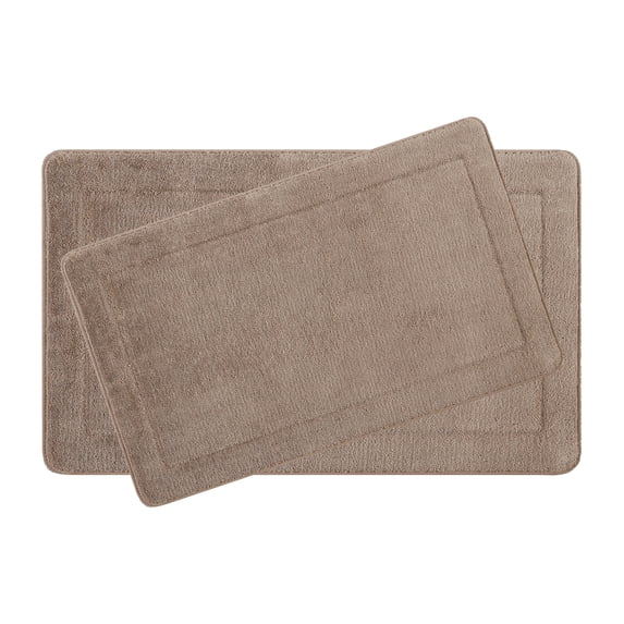 Oliver Brown Solid Print Traditional Bath Rugs, Brown, 17" x 24", 2-Pieces