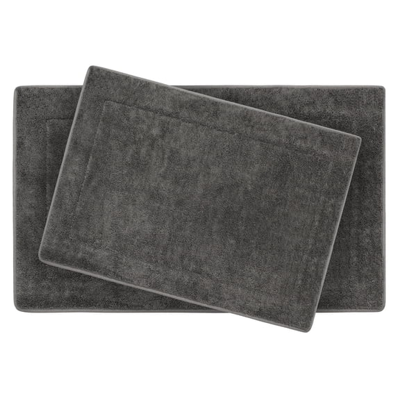 Oliver Brown Solid Print Traditional Bath Rugs, Gray, 17" x 24", 2-Pieces