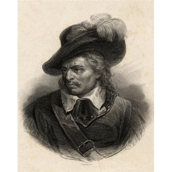 Oliver Cromwell 1599-1658 English Soldier & Statesman 19th Century Print Engraved by Geoffroy Print, Large - 26 x 34