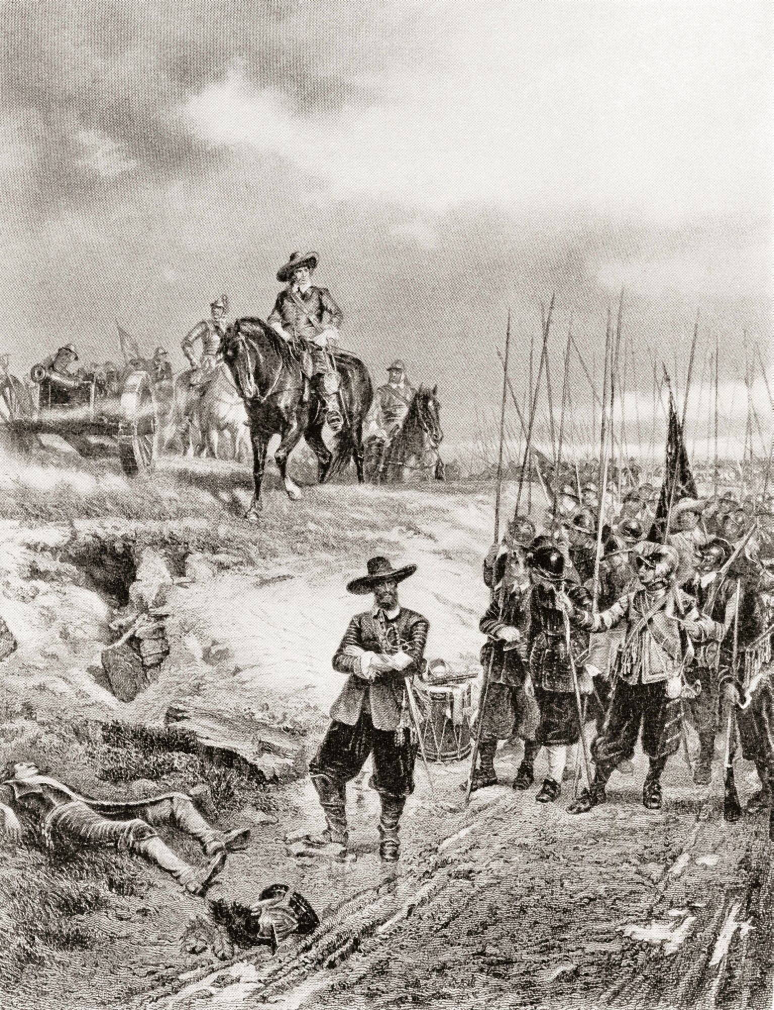 Oliver Cromwell at the Battle of Marston Moor 2 July 1644 during the First English Civil War Canvas Art - Ken Welsh Design Pics (24 x 30)