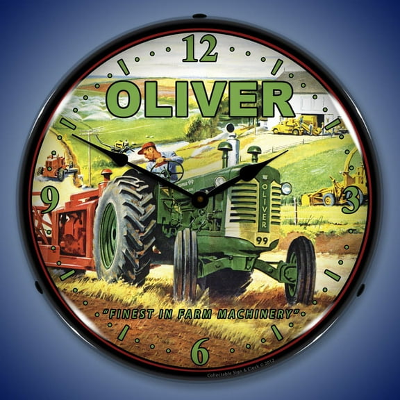 Oliver Farm Tractor Wall Clock, Lighted