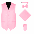 thumbnail image 1 of Oliver George 4pc Men's Solid Formal Suit Waistcoat Tuxedo Dress Vest Necktie Bowtie Handkerchief Set for Suit or Tuxedo Pink 2X-Large, 1 of 5