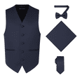 thumbnail image 1 of Oliver George 4pc Men's Solid Formal Suit Waistcoat Tuxedo Dress Vest Necktie Bowtie Handkerchief Set for Suit or Tuxedo Navy Medium, 1 of 5