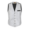 thumbnail image 1 of Oliver George Men’s Victorian Gothic Steampunk Paisley Suit Vest Formal Waistcoat Dress Vest for Suit or Tuxedo Silver Small, 1 of 4