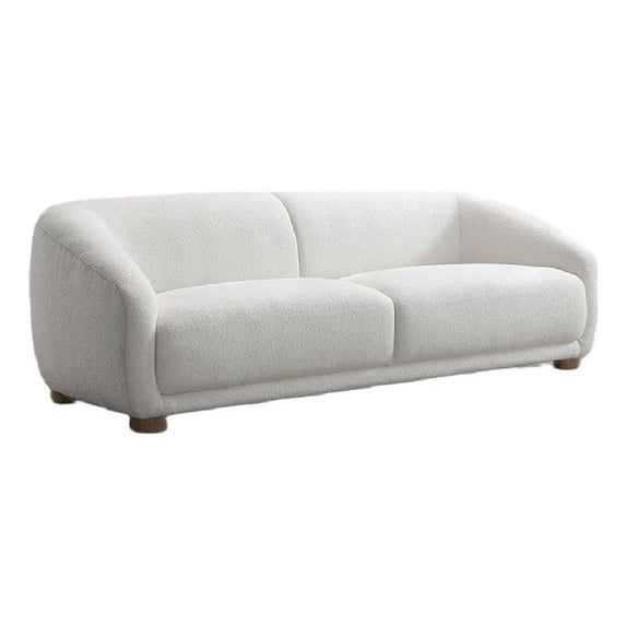 Oliver Loveseat with Round Back Sloped Arms- Soft White Boucle 68 Inch