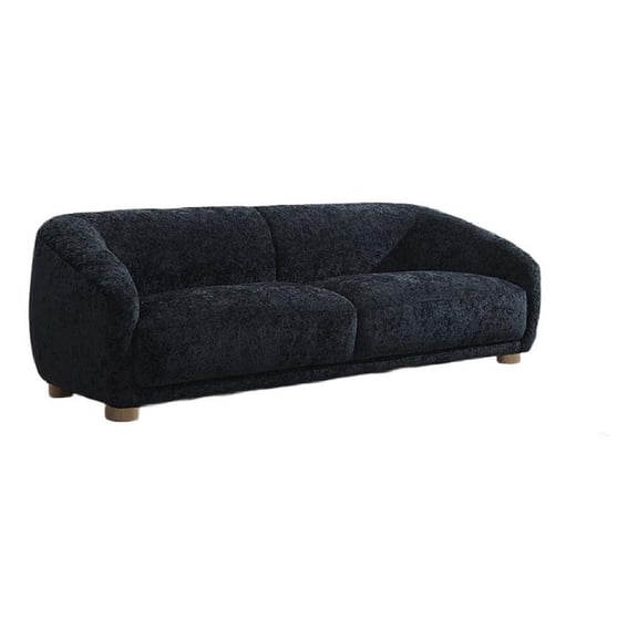 Oliver Loveseat with Round Sloped Arms- Soft Black Chenille 68 Inch