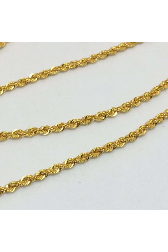 Solid Rope Chain Necklace,18k Gold