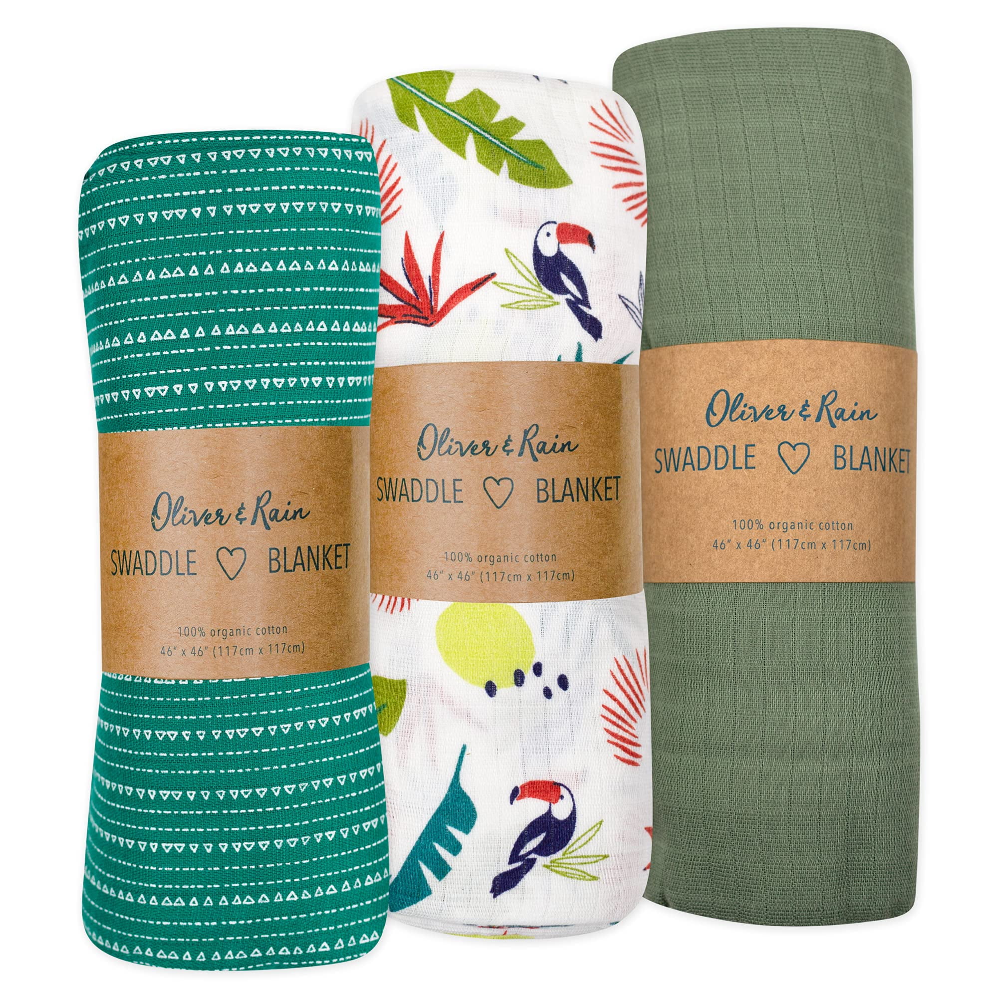 Oliver Rain 100 Organic Cotton Swaddle Multi Packs