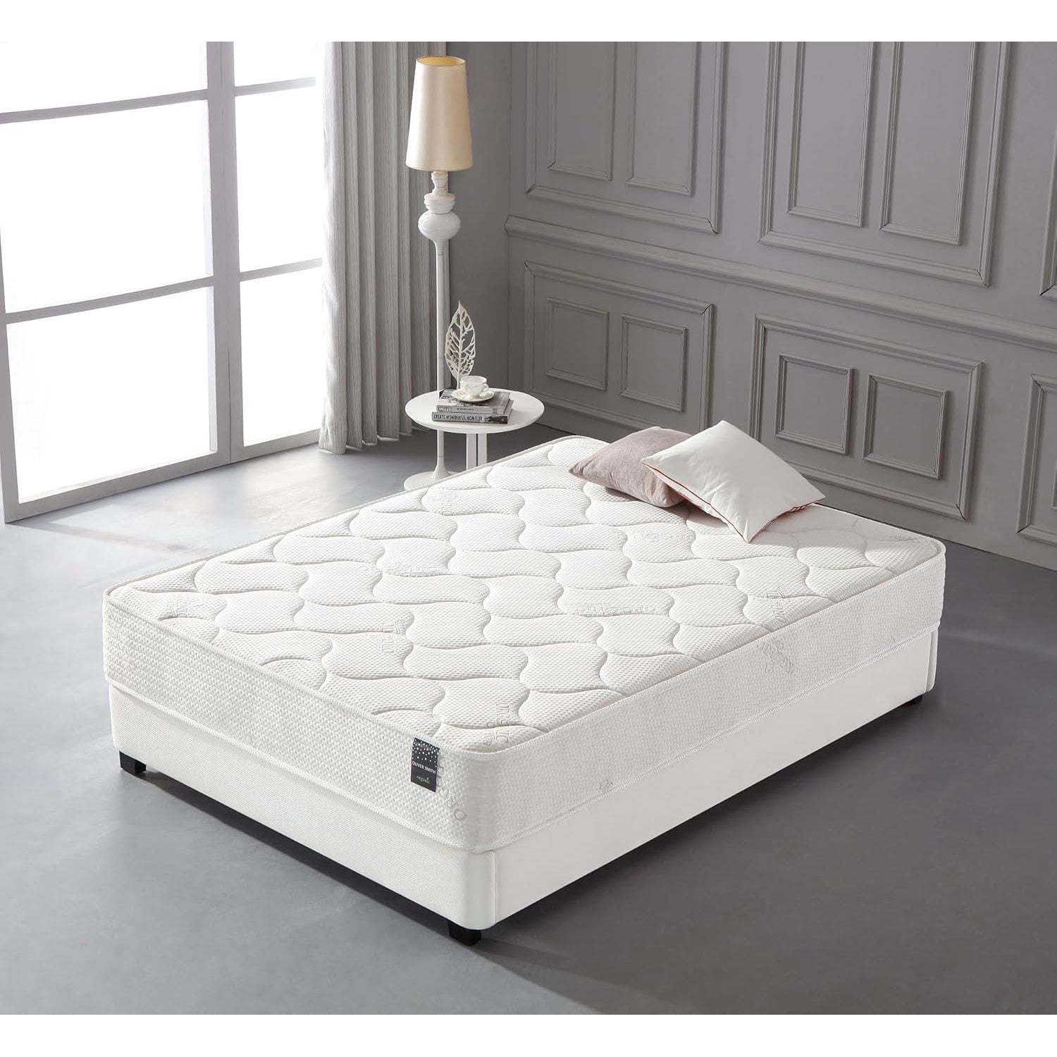 Oliver & Smith 10-Inch King Size Mattress Euro Plush Top with Organic Cotton Cover, Cooling Memory Foam - Pocketed Coils Medium Firm & Pressure Relief - Breathable King Bed Mattress in a Box