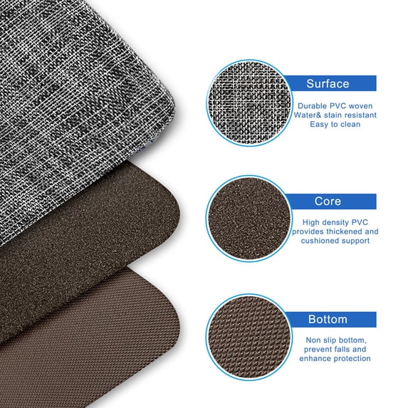 Oliver & Smith Anti Fatigue mat cushioned memory foam, waterproof, non-slip, comfort pad for office, laundry, home. 18x30 Black