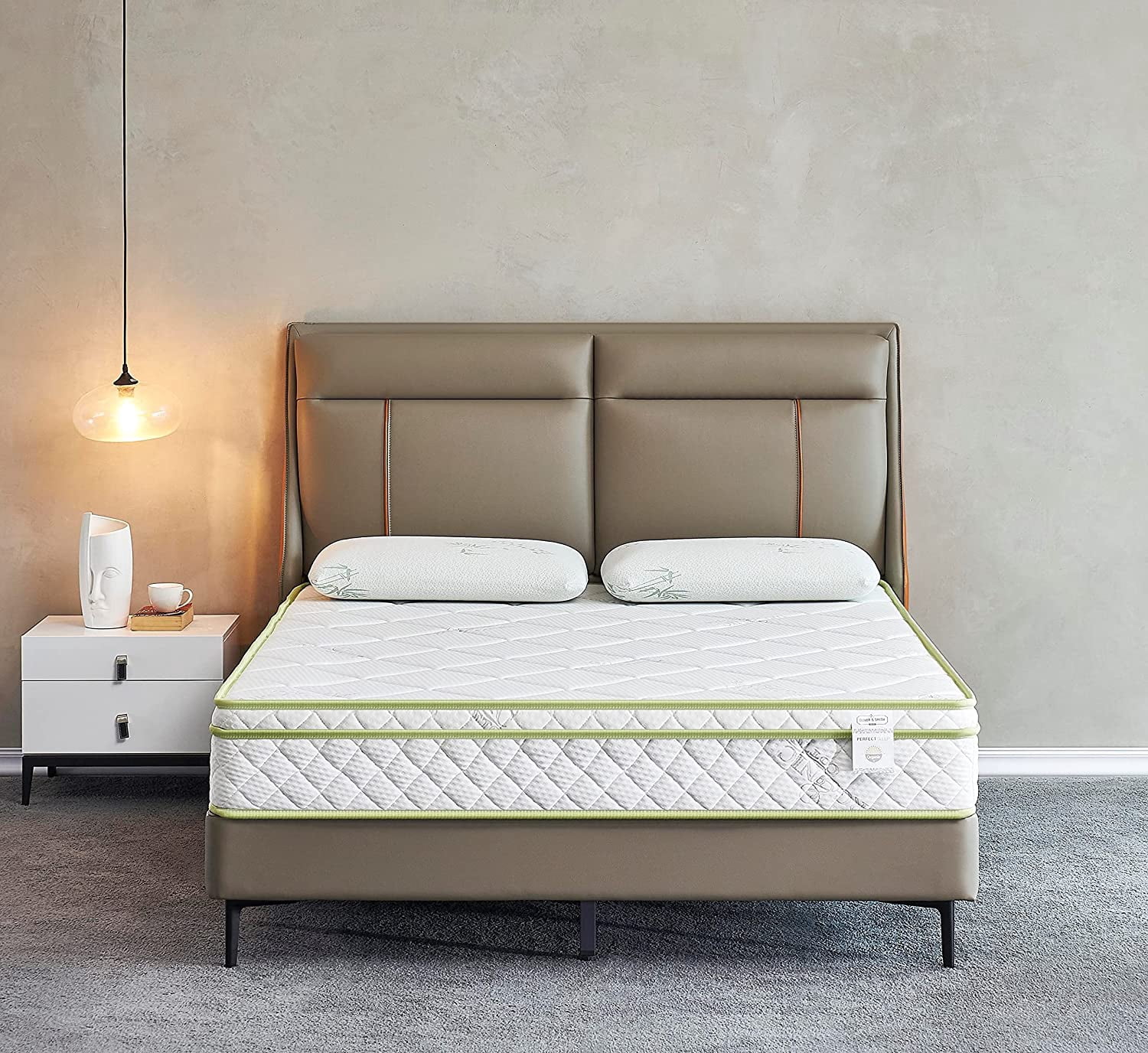 Oliver & Smith Mattress - Breathable Euro Top Hybrid with Medium Firm Bonnell Coil Support - High Density Foam, Cotton Cover Mattress in A Box