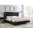 thumbnail image 1 of Oliver and Smith Queen Upholstered Leather Platform Bed Frame Brown - 51 Inch Button Tufted Headboard - Leather Upholstered Bed Slat Support - Easy Assembly, 1 of 6