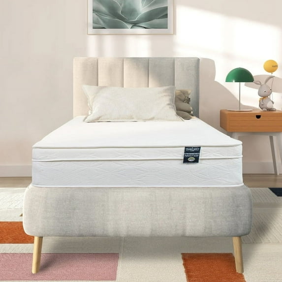 Oliver & Smith Twin XL Mattress 12 Inch – Medium Firm Hybrid Mattress with Bonnell Springs – High Density Foam Support – Euro Top Mattress in a Box – Twin XL Size Bed for Kids, Teens, Guests