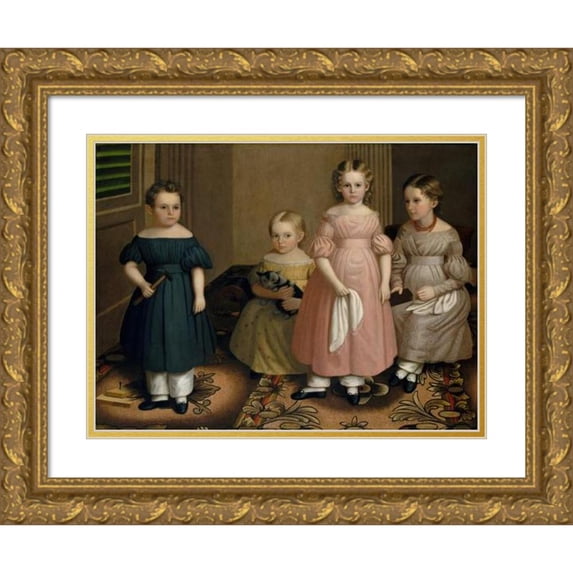 Oliver Tarbell Eddy 14x12 Gold Ornate Wood Frame and Double Matted Museum Art Print Titled - The Alling Children (ca. 1839)