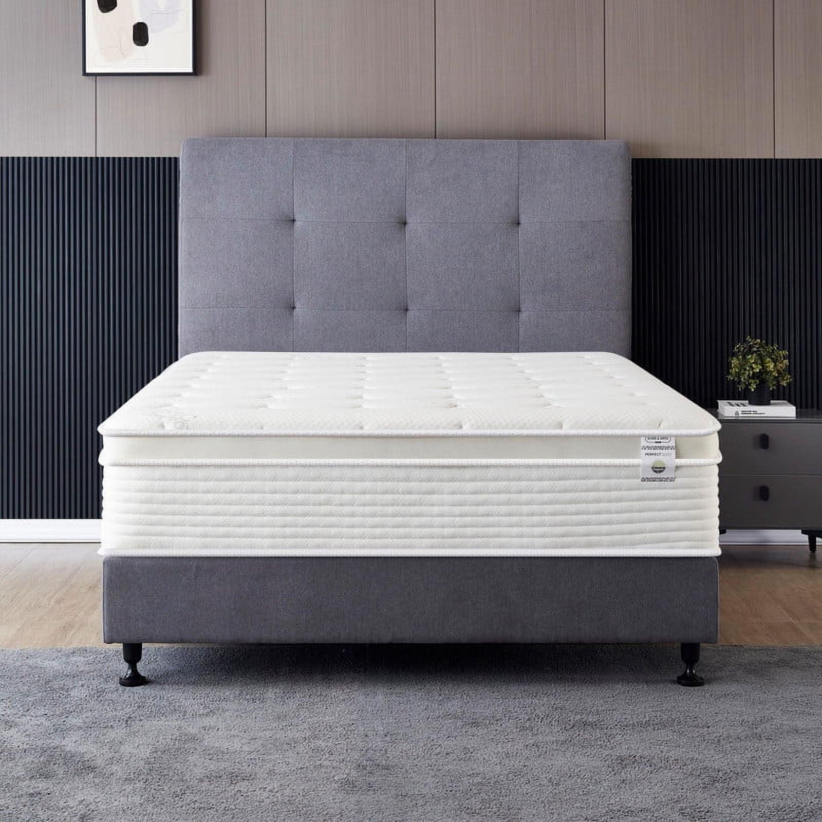 Oliver & Smith 12 Inch King Mattress - Cool Memory Foam Spring Hybrid King Size Mattress - Pocketed Coil Spring Euro Top - Ideal for Adults & Guests - Rolled in a Box