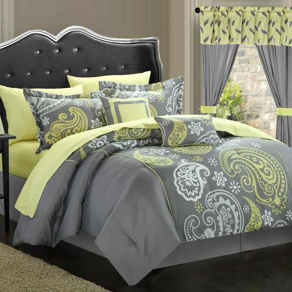 Olivia 20-Piece Paisley Print Reversible Complete Bed In A Bag Comforter Set