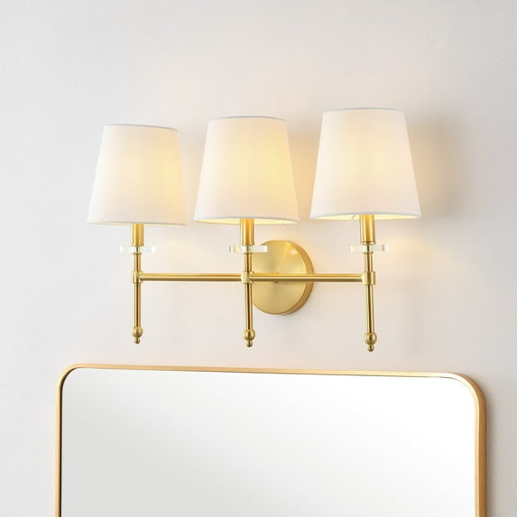 JONATHAN Y Olivia 23" 3-Light Modern Midcentury Iron LED Vanity, Brass Gold