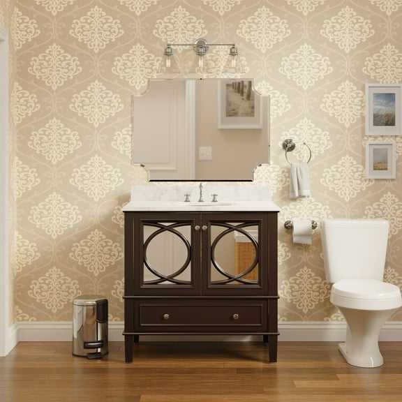 Olivia 36" Bathroom Vanity with Chocolate Cabinet and Carrara Marble Top