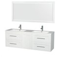 thumbnail image 1 of Olivia 72 in. Double Bathroom Vanity Set in Glossy White, Acrylic Resin Countertop, Integrated Sinks & 70 in. Mirror, 1 of 1