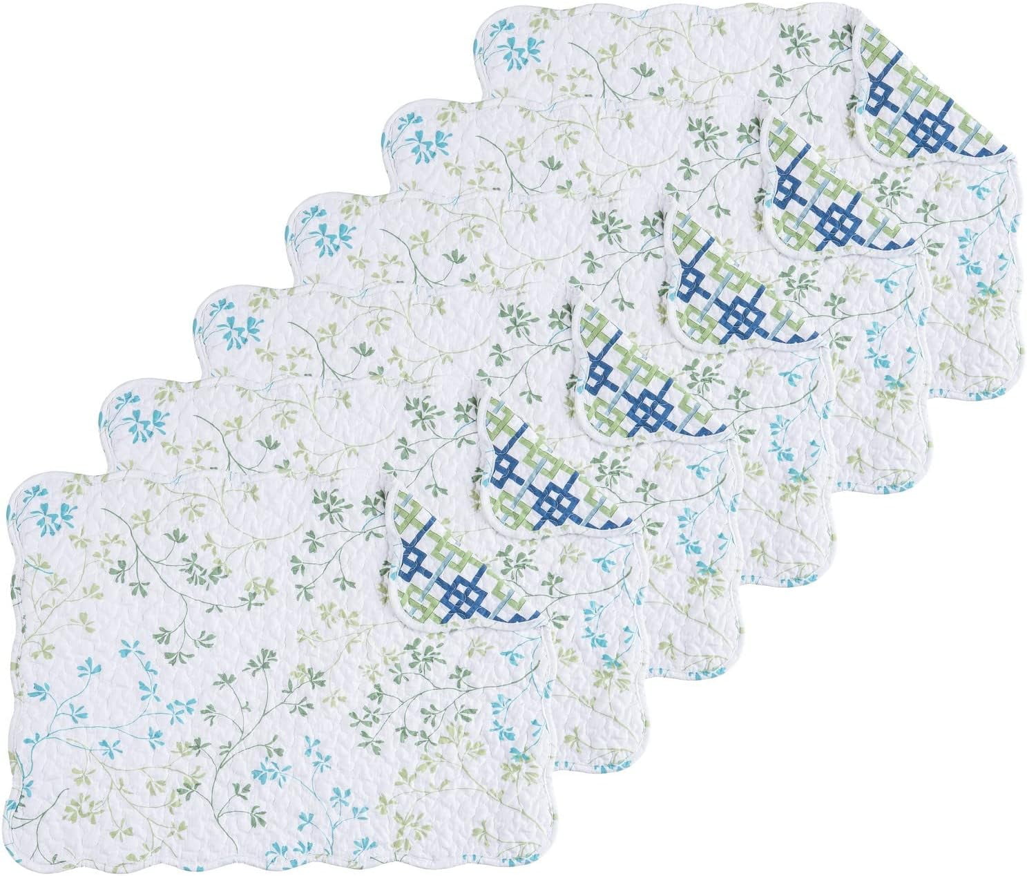 Olivia Blue and White Floral Cotton Quilted Reversible Machine Washable