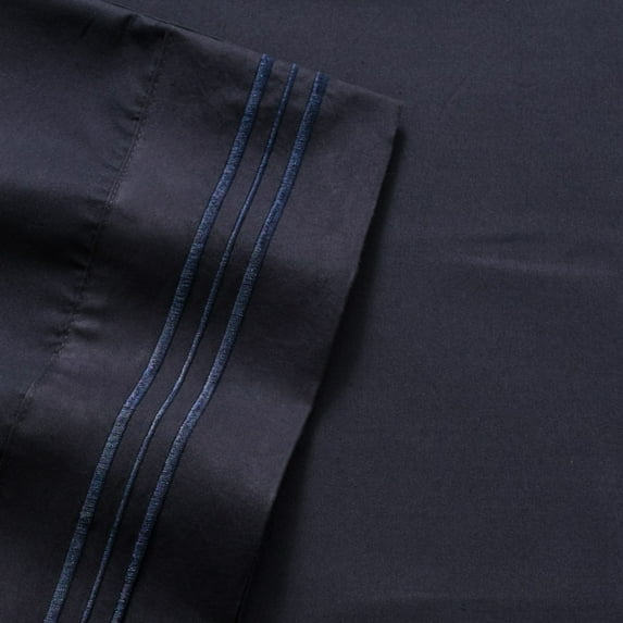 Olivia Branch 1800 Thread Count Microfiber Bed Sheet Set California King - Navy