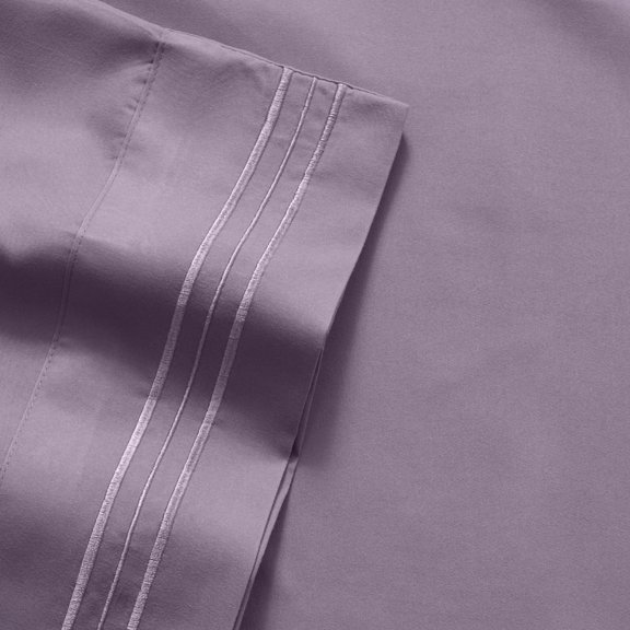 Olivia Branch 1800 Thread Count Microfiber Bed Sheet Set California King - Plum