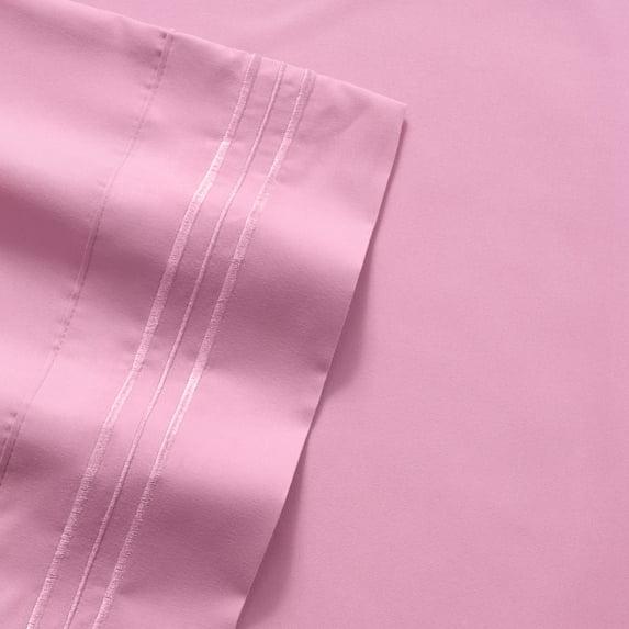 Olivia Branch 1800 Thread Count Microfiber Bed Sheet Set King - Pink