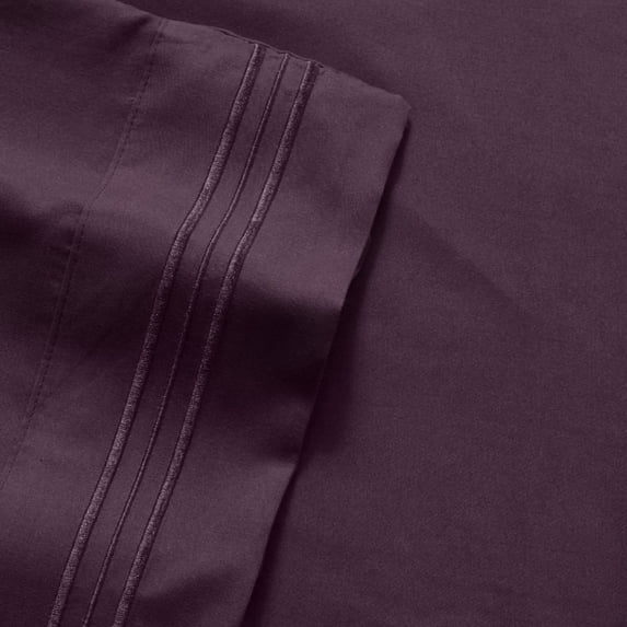 Olivia Branch 1800 Thread Count Microfiber Bed Sheet Set RV Queen - Eggplant Purple