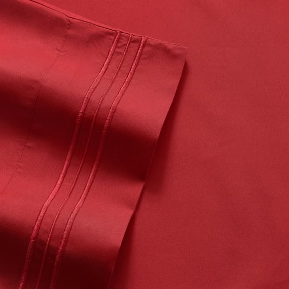 Olivia Branch 1800 Thread Count Microfiber Bed Sheet Set Twin - Red