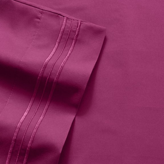 Olivia Branch 1800 Thread Count Microfiber Bed Sheet Set Twin XL - Berry