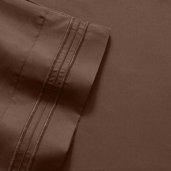 Olivia Branch 1800 Thread Count Microfiber Bed Sheet Set Twin XL - Chocolate Brown