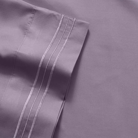 Olivia Branch 1800 Thread Count Microfiber Bed Sheet Set Twin XL - Plum