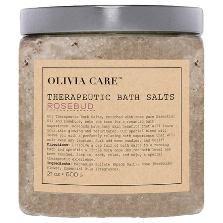 Olivia Care Epsom Bath Salts with Rosebuds – Therapeutic, Relieve Stress & Relax Muscles. Exfoliate, Rejuvenate, Calming & Healing | Infused with Natural Essential Oils - Fresh Fragrance - 21 OZ