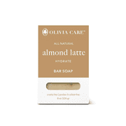 Olivia Care Exfoliating Bar Soap, Coffee Beans, 100% Natural, Organic Ingredients, Clean Energize Mind Body, Full of Vitamin & Antioxidants Almond Latte - 8oz