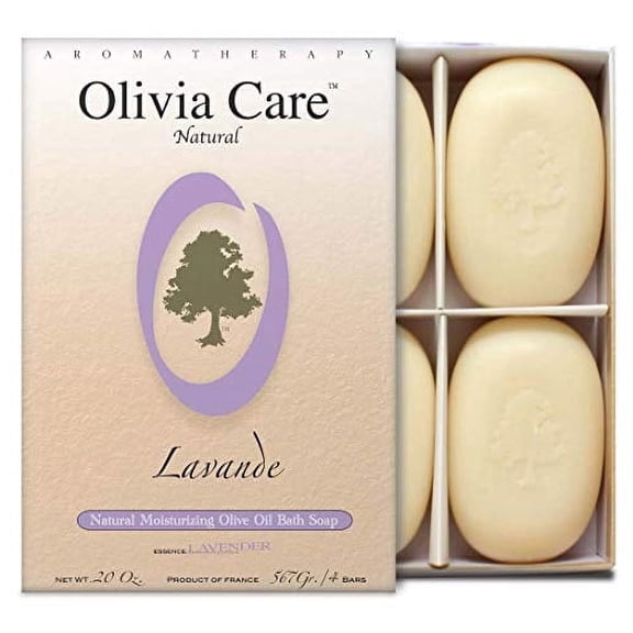 Olivia Care Hard Top Gift Box of 4 Soaps, Lavender, 20 Ounce