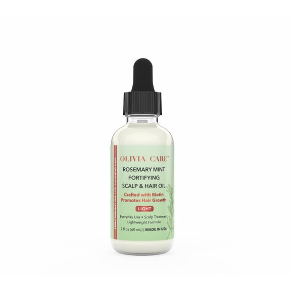 Olivia Care Rosemary Mint Scalp & Hair Oil with Biotin, Lightweight Daily Hair Treatment, Nourishing Scalp Oil for All Hair Types, Made in USA, 2 fl oz