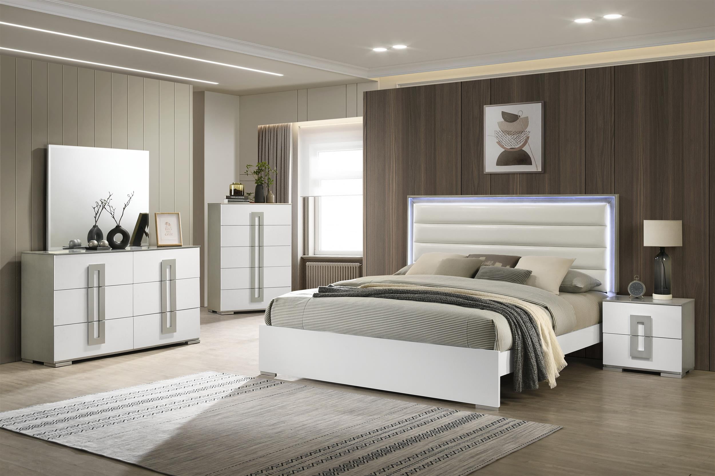 Olivia Contemporary Style Queen 5PC Bedroom set Made with wood in White ...