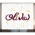 thumbnail image 1 of Ambesonne Olivia Curtains 2 Panel Set, Traditional Girl Name, 108" x 84", Maroon and Mustard, 1 of 3
