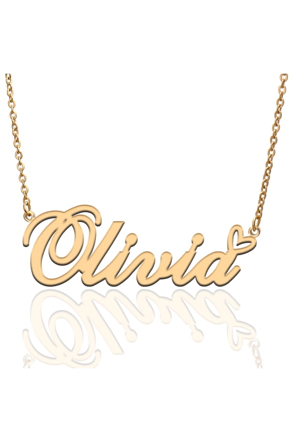 Olivia Custom Name Necklace Customized Personalized Plated Name Necklace for Mother Daughter Friendship Women Valentine's Day Christmas Birthday New Year Gold