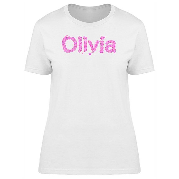 Olivia Cute Pink Heart Name T-Shirt Women -Image by Shutterstock, Female Small