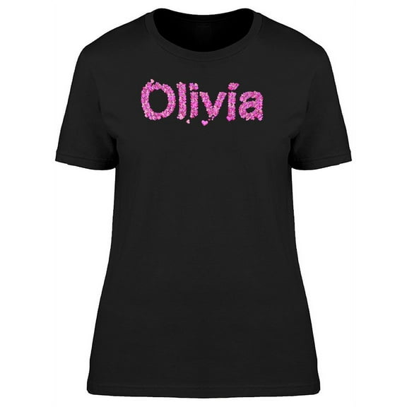 Olivia Cute Pink Heart Name T-Shirt Women -Image by Shutterstock, Female XX-Large