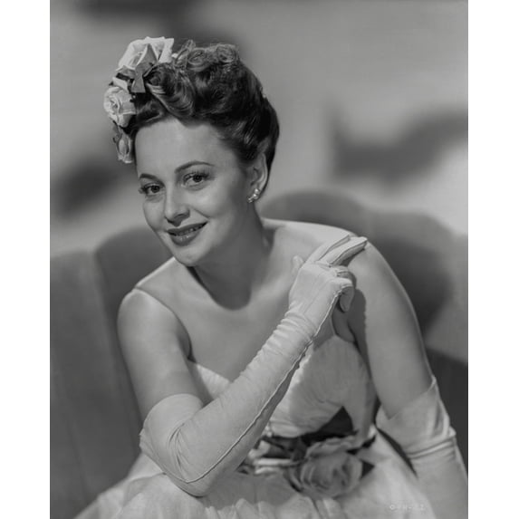 Olivia DeHavilland Seated in Gown with Gloves Photo Print (24 x 30)