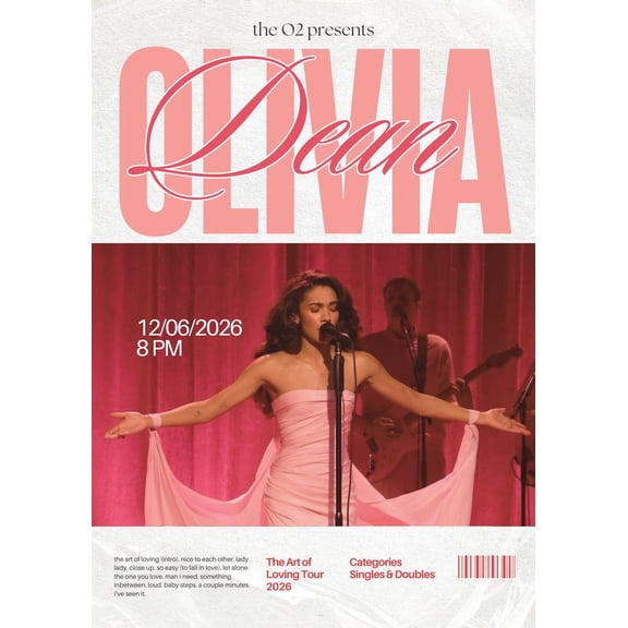 Olivia Dean Live Performance Wall Art Capturing Elegant Vocal Presence, Modern Music Portrait Artwork for Stylish Home Decor Size 24x36 Unframed Poster