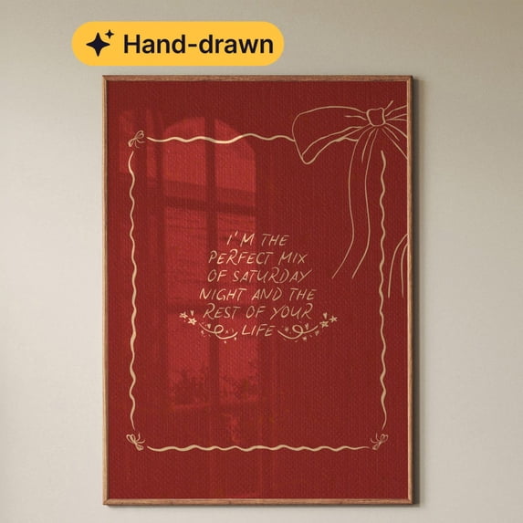 Olivia Dean So Easy Lyrics Red Bar Cart Wall Poster, Stretched Canvas 8x10in